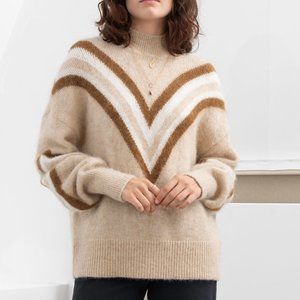 & Other Stories Mock Neck Varsity Stripe Sweater | Size S